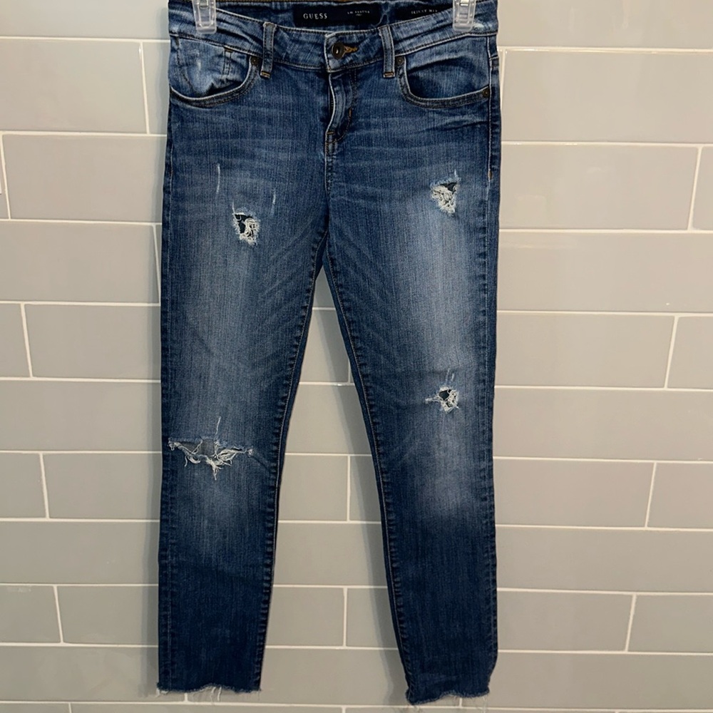 Guess Distressed Skinny Mid Rise Jeans